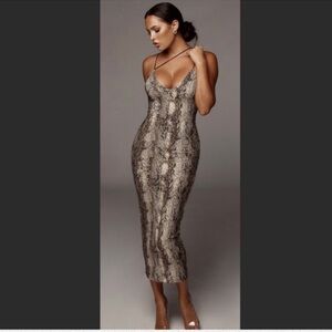JLUXLABEL Snakeskin Sylvia Diagonal Strap Dress